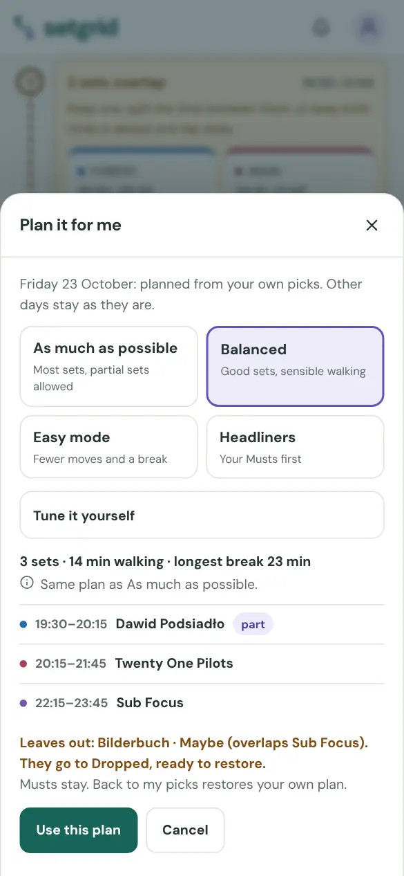 Plan it for me in the demo: a proposed route through the day from your priorities